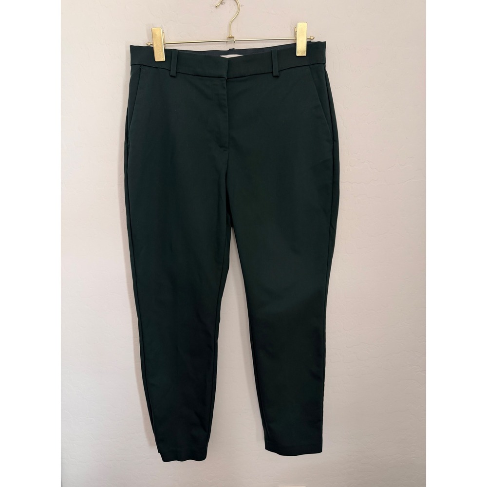 H&M Womens Forest Green Tapered Ankle Minimalist Old Money Dress Pants Size 10